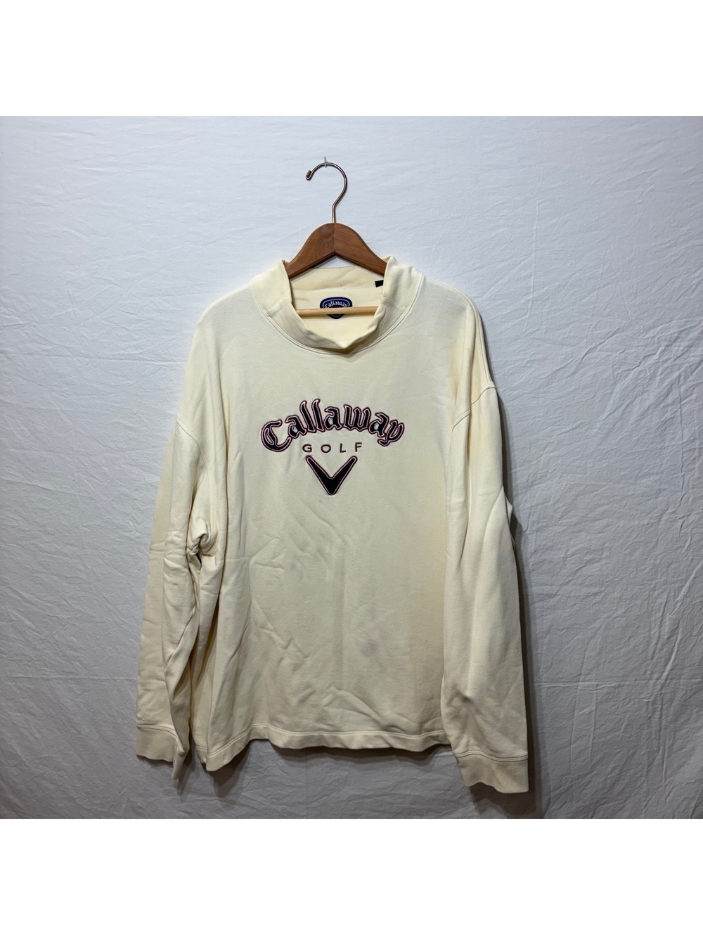 Vintage Callaway Golf Sport Mock Neck Pullover XL Cream